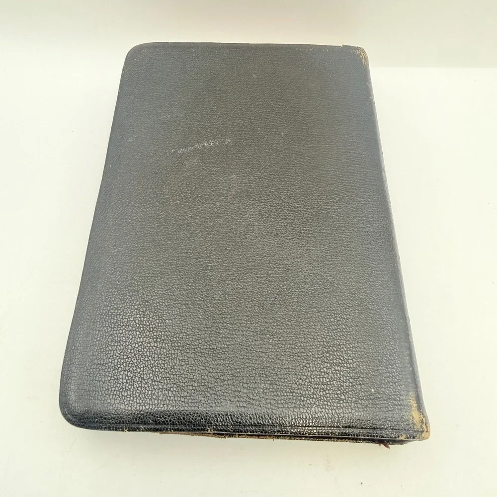 Vintage World Holy Bible KJV Red Letter Genuine Morocco Leather Black Reference
